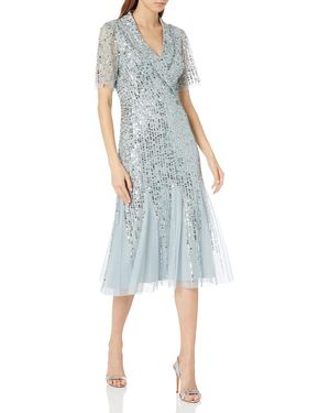 Adrianna Papell Beaded Tuxedo Midi Dress - Blue