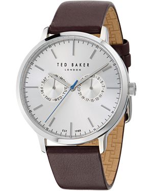Ted Baker Haarvin Burgundy Leather Strap Watch - Gray