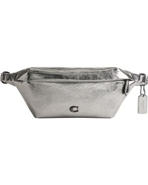 COACH Hall Belt Bag In Metallic Crinkle Leather - Gray