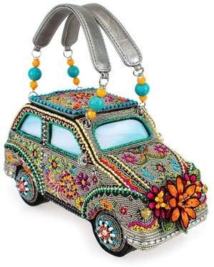 Mary Frances Sunny Drive Beaded Handbag Retro Bloom Top Handle Bag - Blue