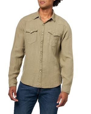Lucky Brand Linen Western Long Sleeve Shirt - Natural