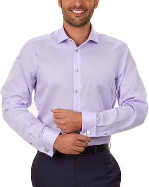 Calvin Klein Dress Shirt Slim Fit Non Iron Solid French Cuff (Lilac) Long Sleeve Button Up - Purple