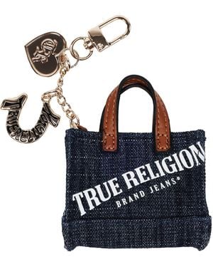 TRUE RELIGION Mini Denim Tote Bag Charm - Blue