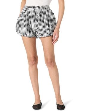 The Drop Black/white Gingham Lola Cotton Mini Bloomer Short - Blue