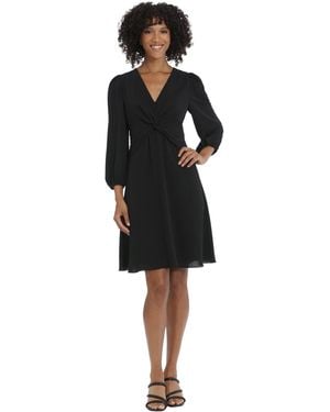 Maggy London Long Sleeve Bubble Crepe Dress Workwear Event Guest Of Wedding - Black