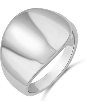 Amazon Essentials Sterling Silver Polished Signet Round Ring - Metallic