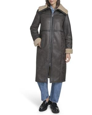 Levi's Long Faux Shearling Coat - Gray