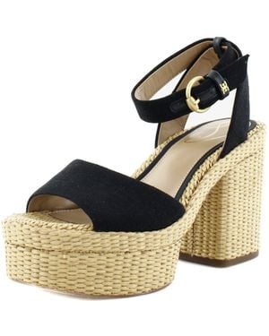 Sam Edelman Immie Heeled Sandal Black Linen 10.5 Medium - Blue