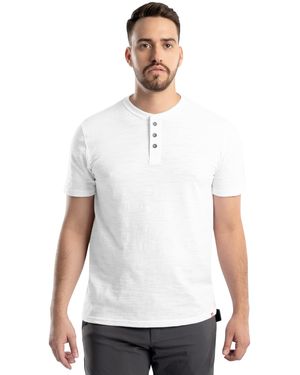 Wrangler Short Sleeve Recycled Slub Jersey Workwear Henley T-shirt - White