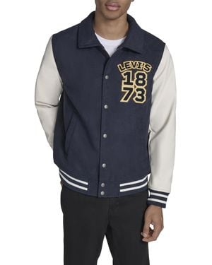 Levi's Mixed Media Letterman Varsity Jacket - Blue