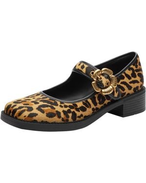 COACH Tea Rose Mary Jane Print Flat - Black