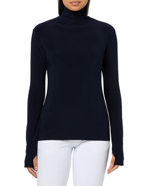 Norma Kamali Slim Fit Long Sleeve Turtle Top - Blue