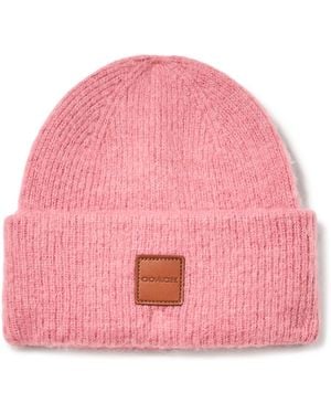 COACH Leather Patch Beanie - Pink
