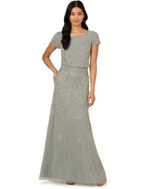 Adrianna Papell Long Beaded Dress - Multicolor