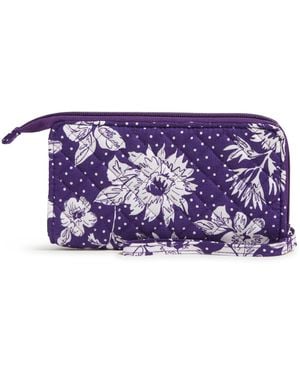 Vera Bradley Cotton Collegiate Front Zip Wristlet With Rfid Protection - Purple