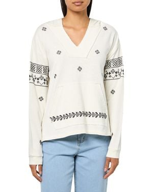 Lucky Brand Embroidered Baja Hoodie Ivory - White