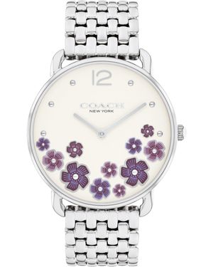 COACH 36mm Stainless Steel Bracelet - Colorful Floral Design - Premium Fashion - Gift For - White