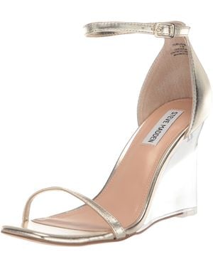 Steve Madden Isobel Wedge Sandal (Platinum) Wedge Shoes - Black