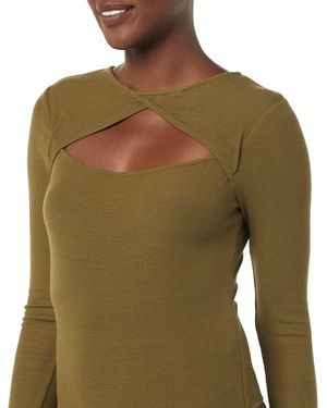 Amazon Essentials Fine Rib Long Sleeve Cutout Bodysuit - Green