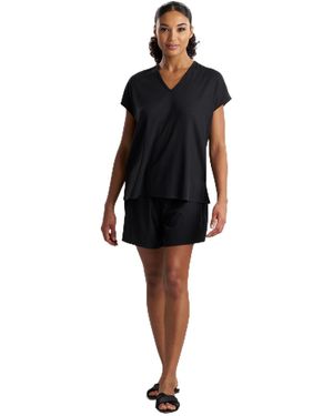 Natori Soothe Short Sleeve Short Set Length 25" Inseam 5",black,large