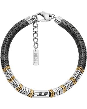 DIESEL Gold And Gunmetal Hematite Beaded Bracelet - Metallic