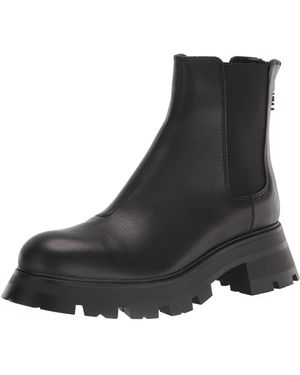 DKNY Women's Barnett Combat Boot - Metal Cap Toe Leather Boots