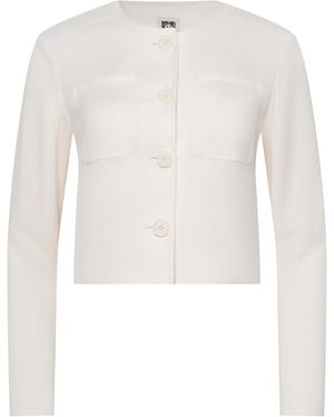 Anne Klein Linen Button Front Jacket W Patch Pocket - White