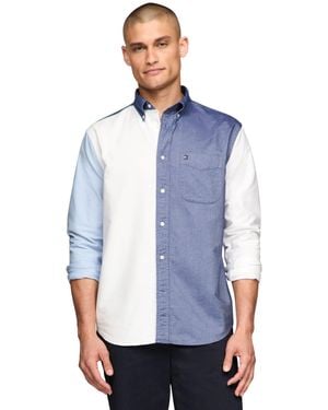 Tommy Hilfiger Heritage Oxford Block Regular Long Sleeve Shirts - Blue
