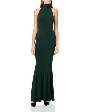 Norma Kamali Halter Turtle Fishtail Gown - Green
