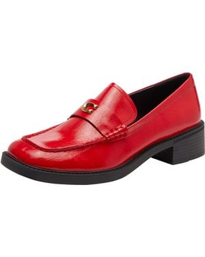 COACH Penny Loafer In Glazed Leather - Red
