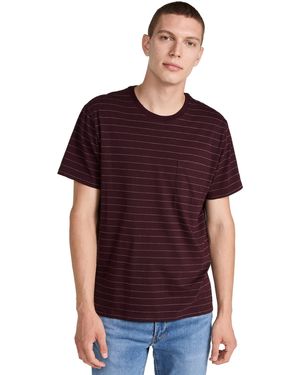 Vince S Mini Jacquard Stripe S/s Crew,deep Wine/off White,xl - Red