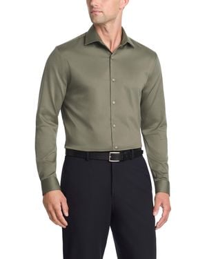 Kenneth Cole Dress Shirt Slim Fit Techni-cole Stretch Dusty Olive - Green