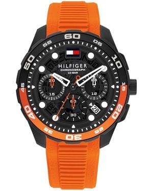 Tommy Hilfiger Reloj Cronógrafo de Cuarzo con Calendario para Hombre con Correa de Silicona Naranja - 1792234 - Negro