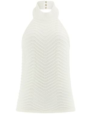 Guess Eco Sleeveless Chevron Serina Sweater - White