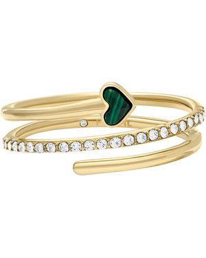 Fossil Modern Meadows Reconstituted Malachite Prestack Heart Ring - Metallic