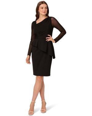 Adrianna Papell Asymmetrical Crepe Dress - Black