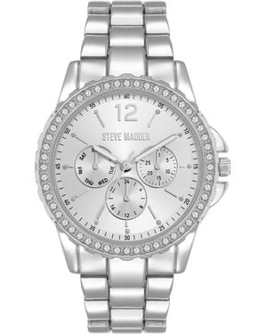 Steve Madden Genuine Crystal Accented Bracelet Watch - Gray