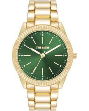 Steve Madden Genuine Crystal Accented Bracelet Watch - Metallic