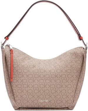Calvin Klein Prism Top Zip Convertible Hobo Shoulder Bag - Grey