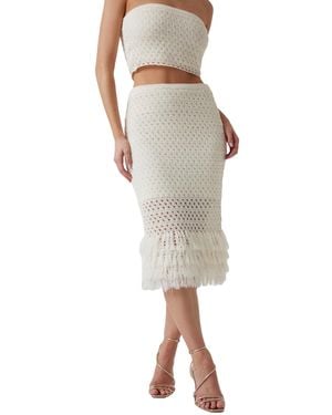 Guess Eco Luca Fringed Hem Midi Skirt - Multicolor