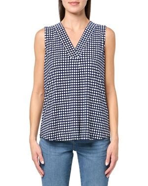 Anne Klein Sleeveless Polka Dot Jersey Top - Blue