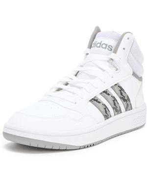 adidas Hoops 3.0 Mid Top Basketball Sneaker - White