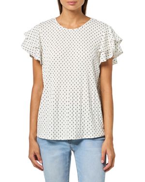 Adrianna Papell Pleated Knit Double Sleeve Top - White