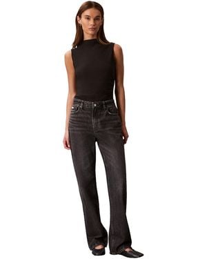 Calvin Klein Crepe Mock Neck Top Black
