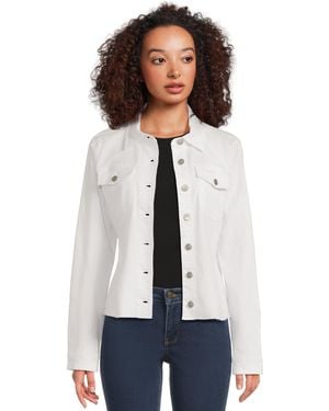 NYDJ Frayed Hem Denim Jacket - White