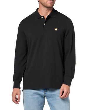 Brooks Brothers Long Sleeve Supima Cotton Pique Stretch Logo Polo Shirt - Black