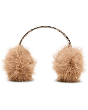 Steve Madden Fur Earmuff With Faux Snakeskin Band - Natural