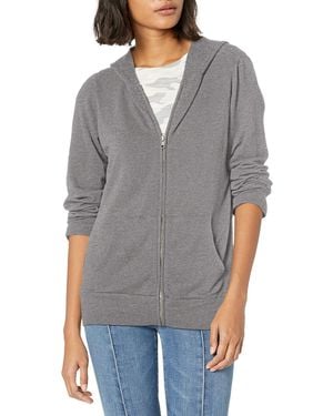 Monrow Womens Heather Supersoft Hoody Cardigan Sweater - Gray