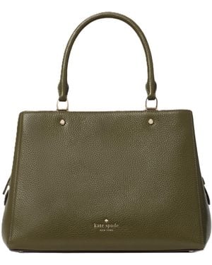 Kate Spade Leila Pebbled Leather Medium Triple Compartment Satchel - Green