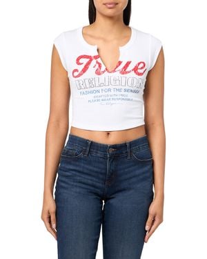 True Religion Vintage V Notch Rib Top - Blue